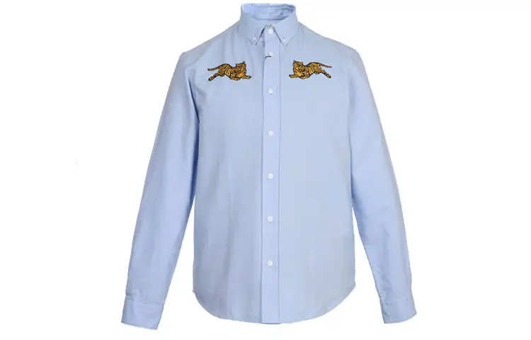 KENZO Shirts Men's Sky Blue Polo Collar Moderate Other