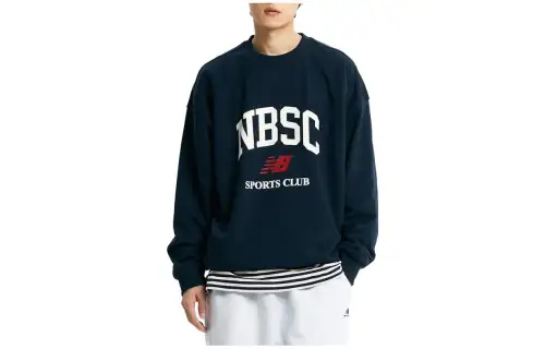 New Balance Sweatshirts Men's Marine Blue Crew Neck Moderate Regular