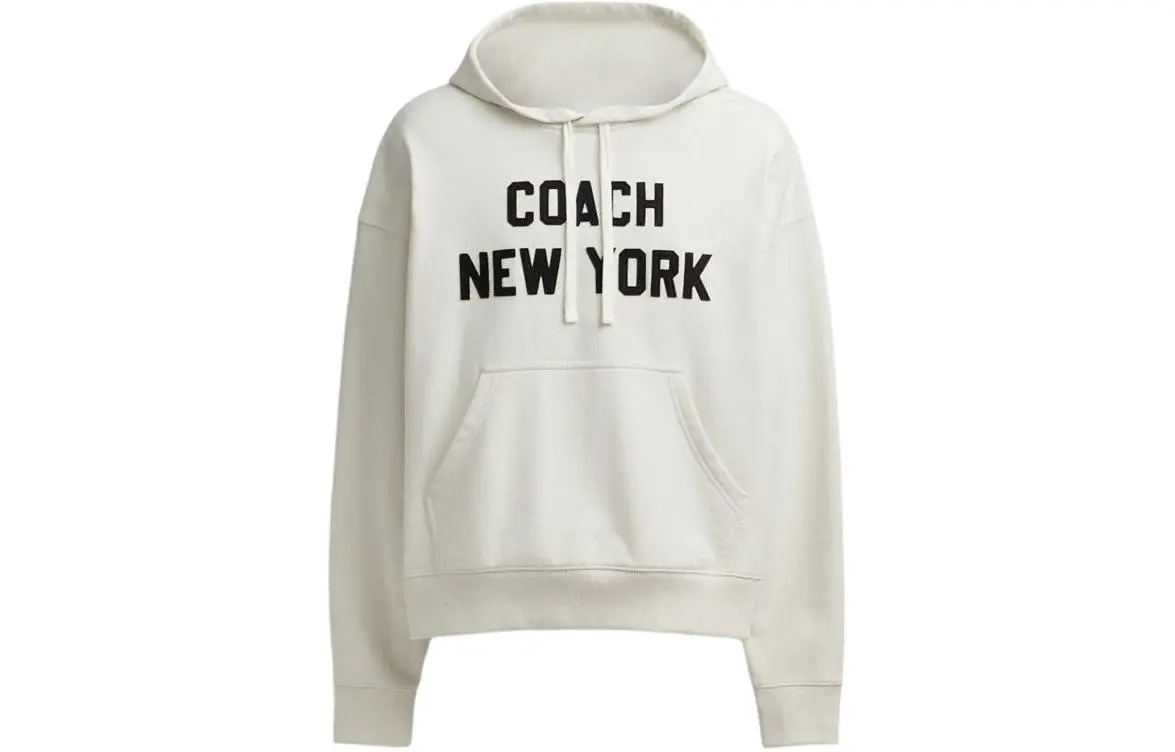 COACH Sweatshirts Unisex Cream Hooded (Non-detachable) Moderate Straight Fit