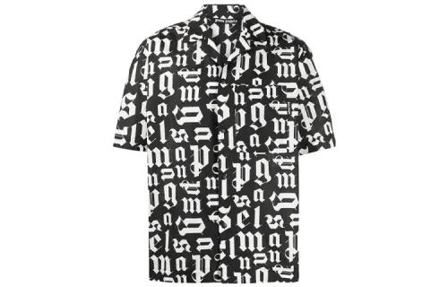PALM ANGELS Shirts Men's Black Cuban Collar Moderate Other