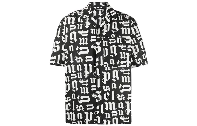 PALM ANGELS Shirts Men's Black Cuban Collar Moderate Other