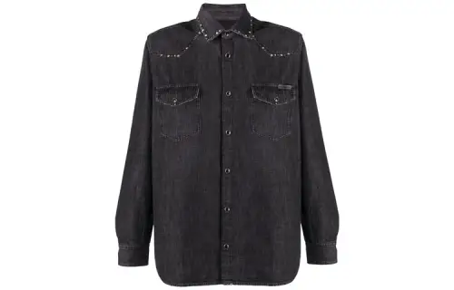 Golden Goose Shirts Men's Black Lapel Moderate Other