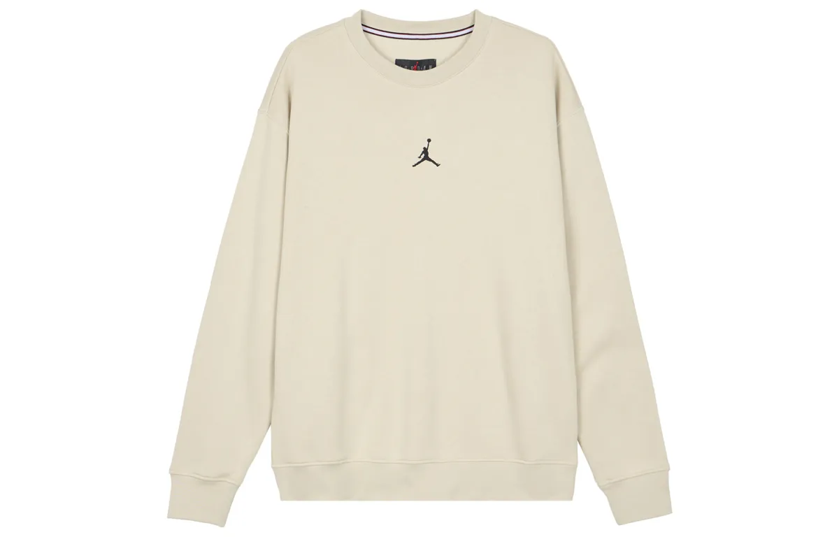 Jordan ESSENTIALS Logo Print Crew Neck Fleece Lined Casual Sweatshirt Men's Rattan Yellow
