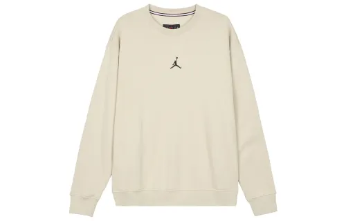 Jordan ESSENTIALS Logo Print Crew Neck Fleece Lined Casual Sweatshirt Men's Rattan Yellow