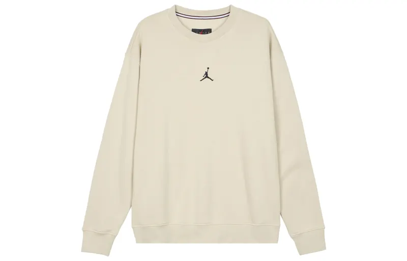 Jordan ESSENTIALS Logo Print Crew Neck Fleece Lined Casual Sweatshirt Men's Rattan Yellow