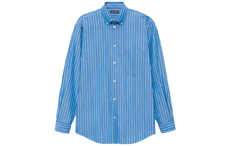 Balenciaga Shirts Men's Blue With White Lettering Pointed Collar Moderate Other