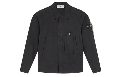 STONE ISLAND Shirts Men's Black Pointed Collar Moderate Denim