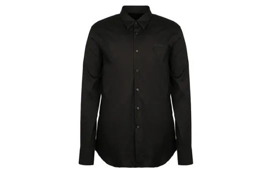 PRADA Shirts Men's Black Pointed Collar Moderate Shirt
