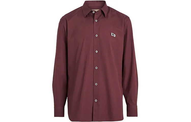 Burberry Shirts Men's Burgundy Lapel Moderate Shirt