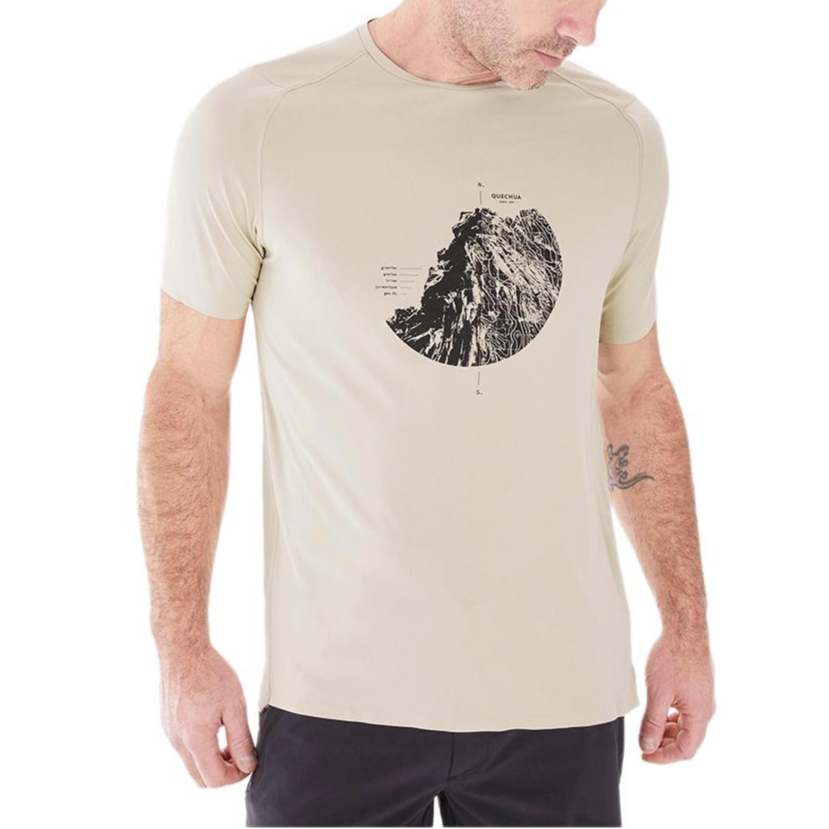 Decathlon DECATHLON MH500 QUECHUA round neck casual printed short-sleeved T-shirt men's beige