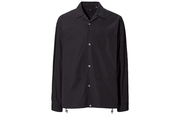 UNIQLO Uniqlo Jil Sander co-branded solid color double pocket loose-breasted long-sleeved shirt men's black