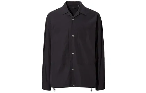 UNIQLO Uniqlo Jil Sander co-branded solid color double pocket loose-breasted long-sleeved shirt men's black