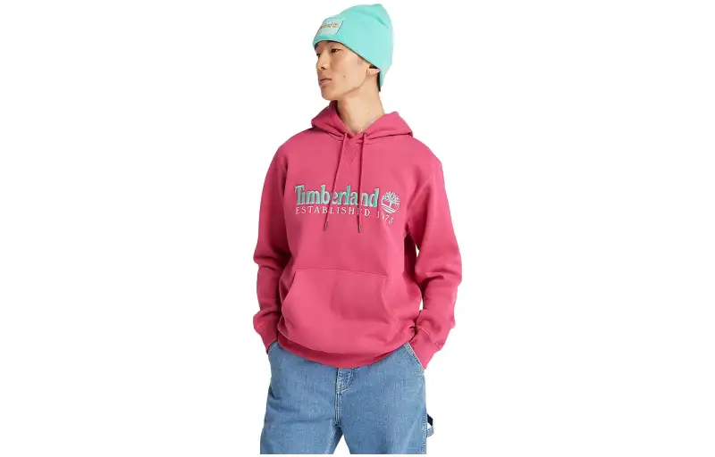 Timberland Sweatshirts Unisex Pink Hooded Moderate Regular
