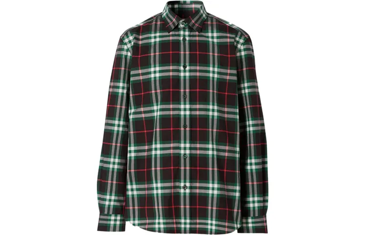 Burberry Shirts Men's Green Pointed Collar Moderate Other
