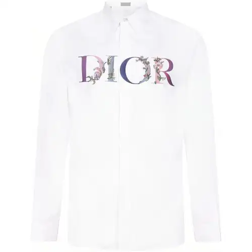 DIOR Shirts Men's White Lapel Moderate Shirt