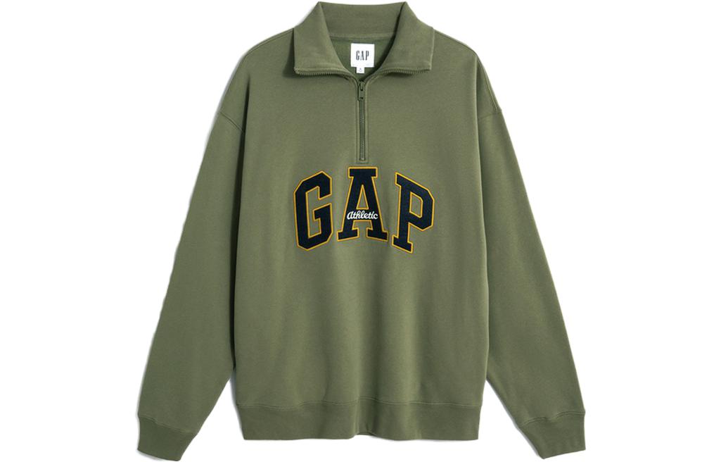 GAP Color Block Letter Logo Zippers Fleece Lined Fleece Stand Collar Sweatshirt Unisex