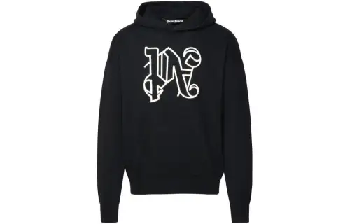 PALM ANGELS Monogram Embroidered Knitted Hoodie