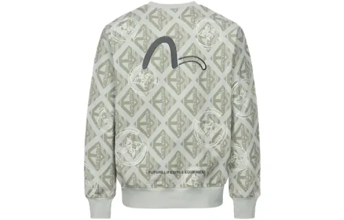 EVISU Sweatshirts Men's Apricot All Over Print Crew Neck Moderate Regular