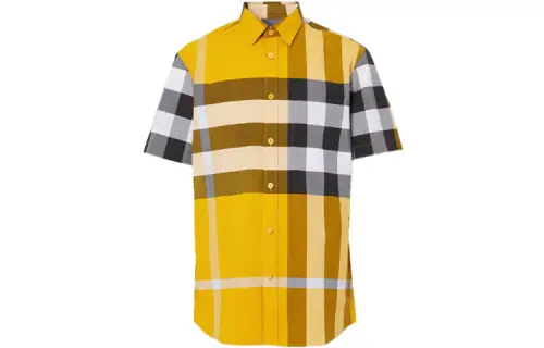 Burberry Shirts Men's Bright Ochre Stone Color Lapel Moderate Shirt