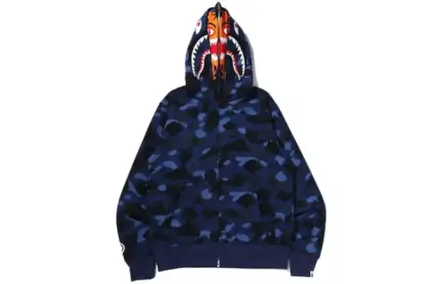 Bape Color Camo Tiger Shark Wide Full Zip Double Hoodie SS22