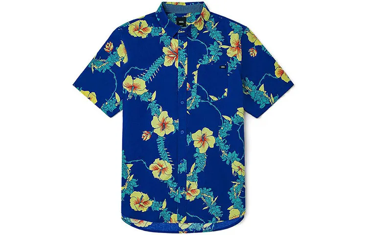 Vans Shirts Unisex Blue Black Lapel Moderate Shirt