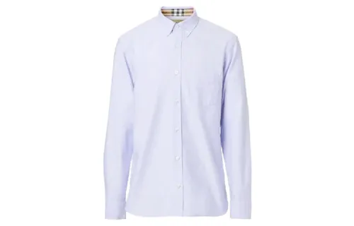 Burberry Shirts Men's Sky Blue Pointed Collar Moderate