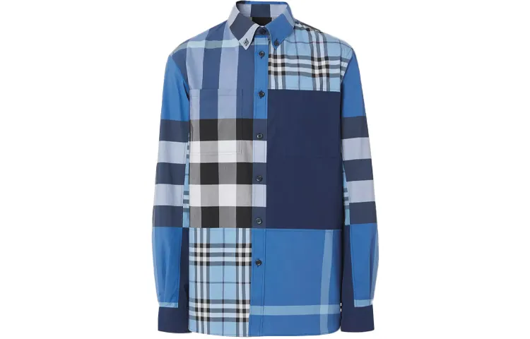 Burberry Shirts Men's Blue Lapel Moderate Other