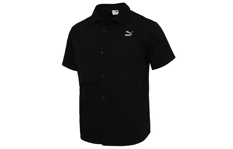 PUMA Shirts Men's Black Lapel Moderate Workwear