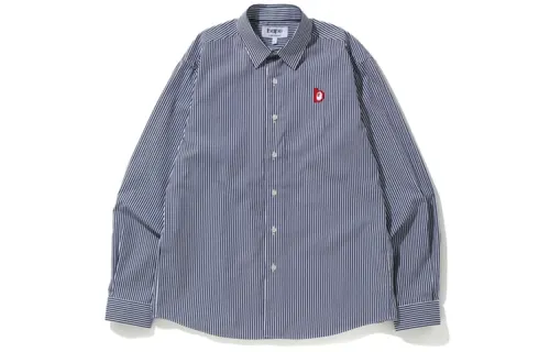 A BATHING APE Shirts Unisex Marine Blue Pointed Collar Moderate Shirt