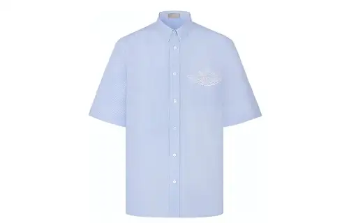 DIOR X Jordan Dior Quarterly New Products Shirts Men's Sky Blue Pointed Collar Moderate Shirt