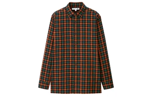 UNIQLO X JW Anderson Uniqlo Jw Anderson Co Branded Series Shirts Men's Orange Red Pointed Collar Moderate Shirt