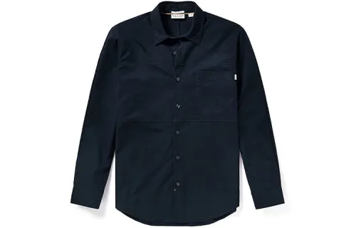Timberland Shirts Men's Dark Royal Blue Pointed Collar Moderate Denim