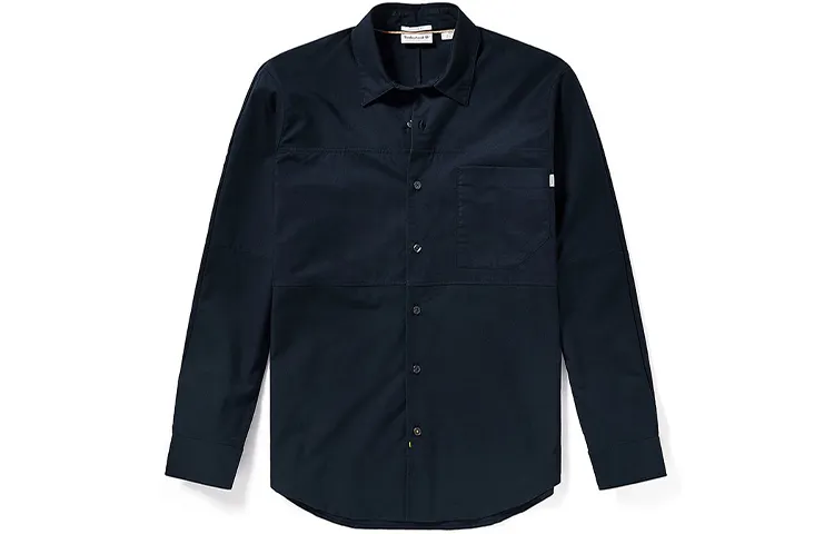 Timberland Shirts Men's Dark Royal Blue Pointed Collar Moderate Denim
