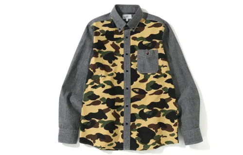 A BATHING APE Shirts Men's Polo Collar Moderate Shirt