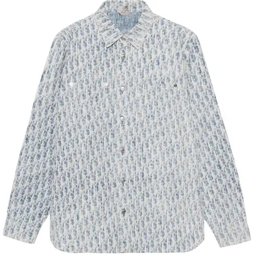 DIOR Quarterly New Products Shirts Men's Blue White Lapel Moderate Shirt