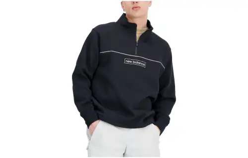 New Balance Sweatshirts Men's Black Half Open Collar Moderate Regular