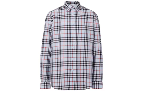 Burberry Shirts Men's Light Blue Lapel Moderate Other