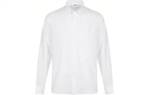 KENZO Classic Tiger Head Shirts Men's White Pointed Collar Moderate Shirt