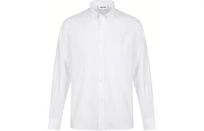 KENZO Classic Tiger Head Shirts Men's White Pointed Collar Moderate Shirt