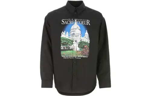 Balenciaga Shirts Men's Black Lapel Moderate