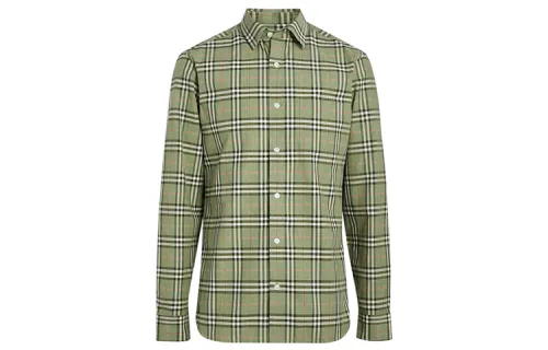 Burberry Shirts Men's Green Pointed Collar Moderate Other