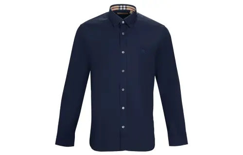 Burberry Shirts Men's Dark Blue Lapel Moderate Shirt