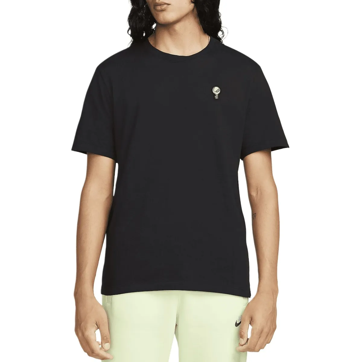Nike T-Shirts Men's Black Crew Neck Moderate Straight Fit