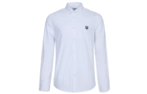 KENZO Shirts Men's White Pointed Collar Moderate Shirt