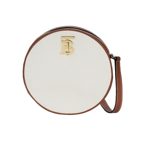 Burberry Cube Canvas With Leather Canvas Bag, Small Round Bag, Crossbody Bag, Shoulder Bag Women's Light Umber