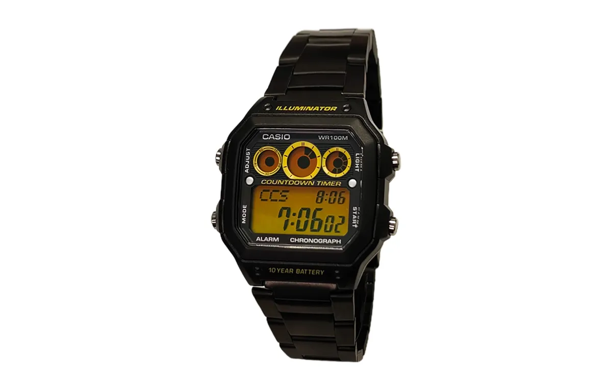 CASIO Custom Collection Quartz Movement Stainless Steel Strap Watch Men's Watches Black Dial