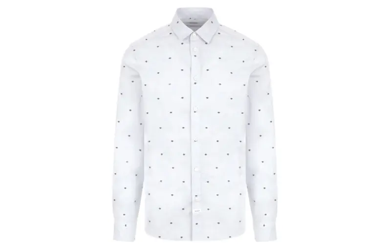 KENZO Shirts Men's White Pointed Collar Moderate Shirt