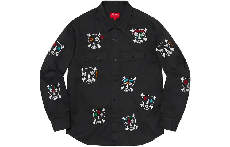 Supreme Clayton Patterson Skulls Embroidered Work Shirt