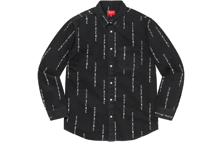 Supreme Logo Stripe Jacquard Denim Shirt
