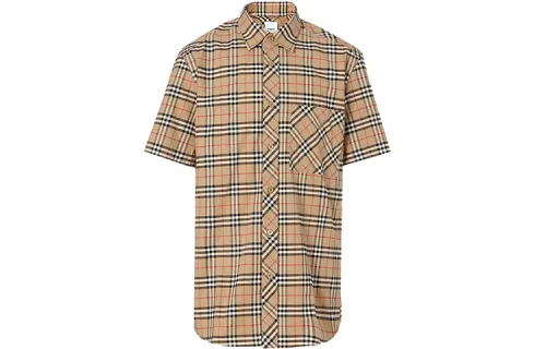 Burberry S/S Small Scale Check Stretch Cotton Shirt